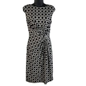 Lauren Ralph Lauren Women's Size 4 Dress Sleeveless Black Geometric Print Career